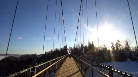 Montmorency Falls Bridge Stock Footage 89769079