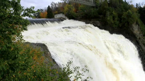 Montmorency Falls (pan down) Stock Footage