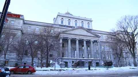 Montreal Building in Winter Stock Footage 35721487
