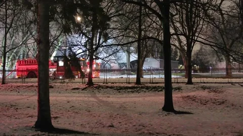 Montreal, Canada - 04/06/2024: Multiple fire crews attending to a large Stock Footage 273698541