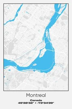 Montreal, Canada - vector map of city in Gray, white, blue colors Stock-Illustration