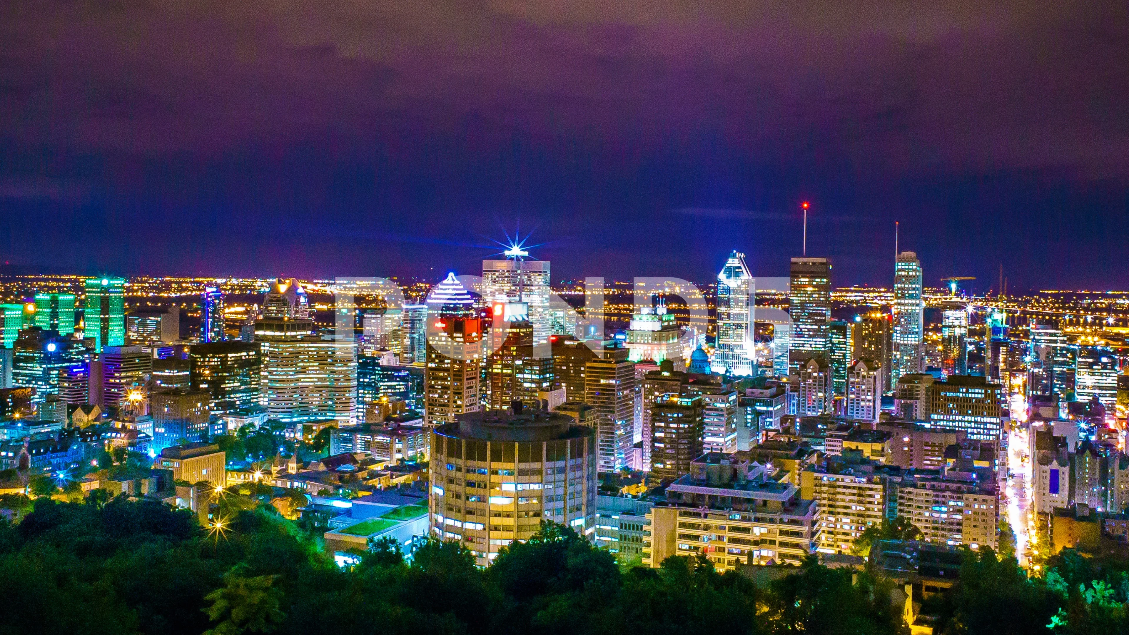 Montreal City At Night Time Lapse 4k | Stock | Pond5