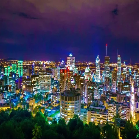 Montreal City At Night Time Lapse 4k | Stock | Pond5