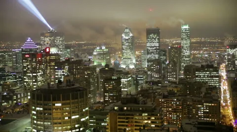 Montreal down town winter night view Stock Footage