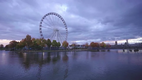 Montreal Observation Wheel on sunset in fall. Stock Footage 160577052