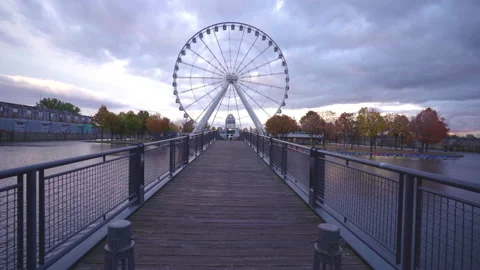 Montreal Observation Wheel on sunset in fall. Stock Footage 160577722