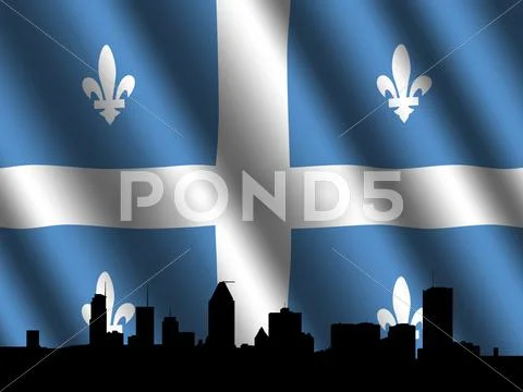 Montreal skyline quebec flag Stock Illustrationen