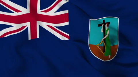 Montserrat flag fluttering gently in the wind Stock Footage 140221486