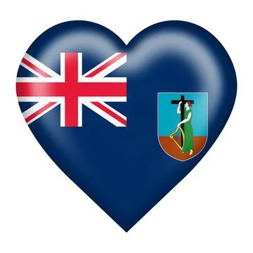 Montserrat flag heart button isolated on white with clipping path Stock Illustration