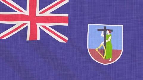 Montserrat flag waving in the wind. Icon in the frame. Animation loop Stock Footage 83800568
