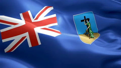 Montserrat island flag Motion Loop video waving in wind. Montserratian Stock Footage 127888701