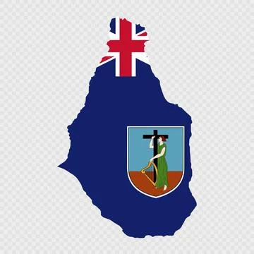 Montserrat map silhouette with flag. Stock-Illustration