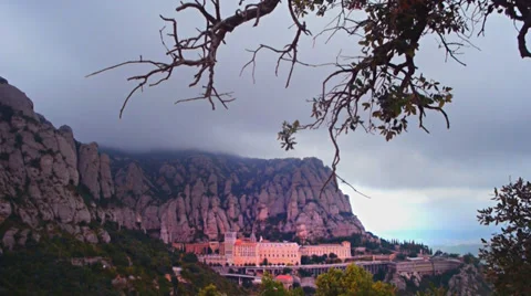 Montserrat Monastery mountains Stock Footage 32182219