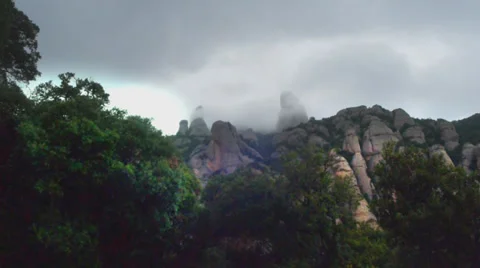 Montserrat mountains cloudy sky Video stock 32182063