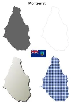 Montserrat outline map set Stock Illustration