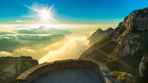 Montserrat. On the top of the mountain Stock Footage 87125468