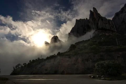Montserrat under the clouds Stock Photos