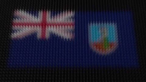 Montserratian Flag Light Shining on Scrolling Bullets Stock Footage 338362407