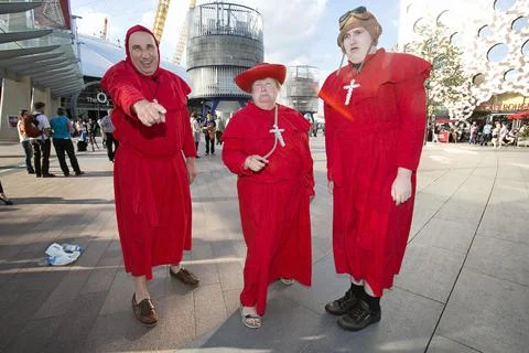 Monty Python Fans At The O2 Arena - (left To Right) Simon Caroline And William T Stock Photos