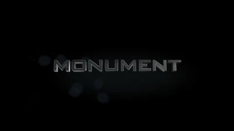 Monument 3D title metal text on black alpha channel background Stock Footage 256464647