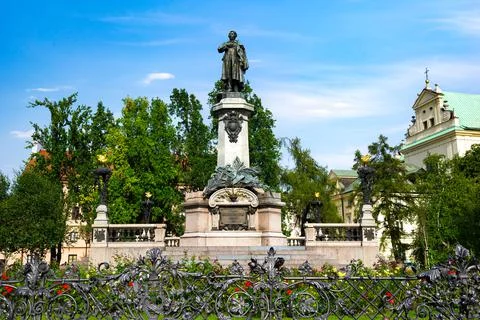 Monument of Adam Mickiewicz Stock Photos