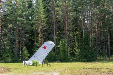 The monument with the airplane wing. Stock Photos