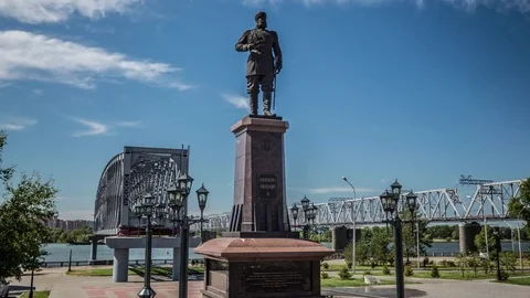 The monument to Alexander III hyper lapse. Novosibirsk Stock-Footage 84706030