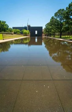 Monument and Reflection Pool at Oklahoma City National Memorial Stock Photos