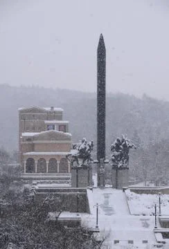 Monument of the Assens in the Winter Stock Photos