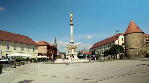 Monument of the Assumption of the Blessed Virgin Mary in Zagreb Stock Footage 203221702