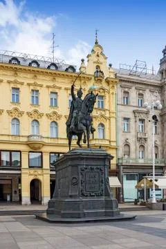 Monument Ban Jelacic in Zagreb Stock Photos