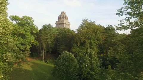 The Monument to the Battle of Nations is shown in Leipzig, Germany. 스톡 동영상 129443909