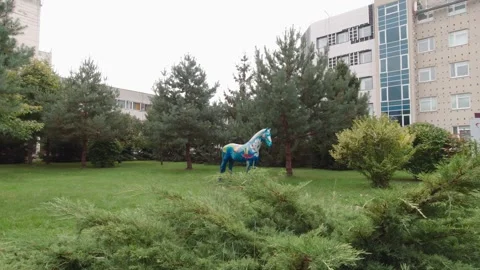 Monument Of Blue Horse Stock Footage 162185899
