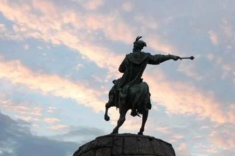 Monument to Bogdan Khmelnytsky in Kyiv, Ukraine Stock Photos