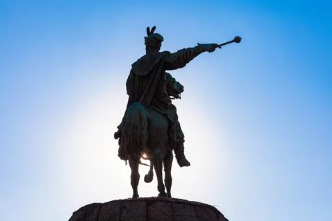 Monument of Bohdan Khmelnytsky, backside, in Kyiv, Ukraine Stock Photos