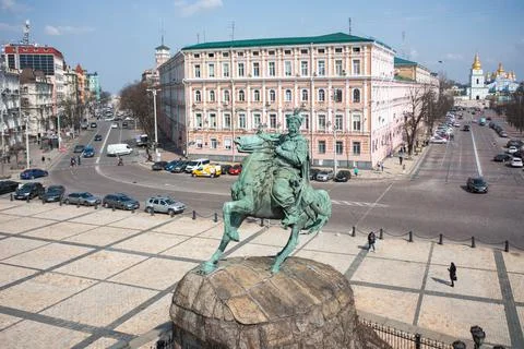 Monument to Bohdan Khmelnytskyi in Kyiv Stock Photos