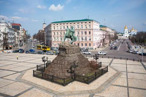 Monument to Bohdan Khmelnytskyi in Kyiv Stock Photos