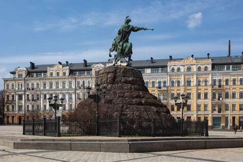 Monument to Bohdan Khmelnytskyi in Kyiv Stock Photos