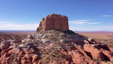 Monument Butte Stone Massive Of Red Beige Rock In Desert Western Usa Stock Footage 262480413