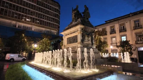 The Monument to the Capitulations, Granada, Spain, at night Video stock 296125641