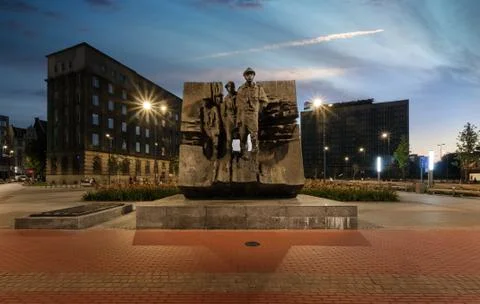 Monument in the centre of Katowice. Stock Photos