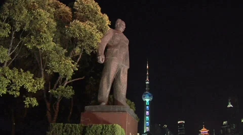 The Monument of Chen Yi (the first Mayor after 1949) on Zongshan Dong Lu at Stock Footage 38598126