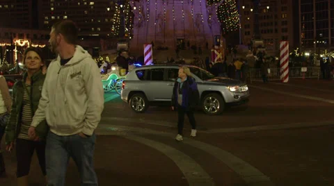 Monument Circle Christmas Lights 1 Stock Footage 33289271