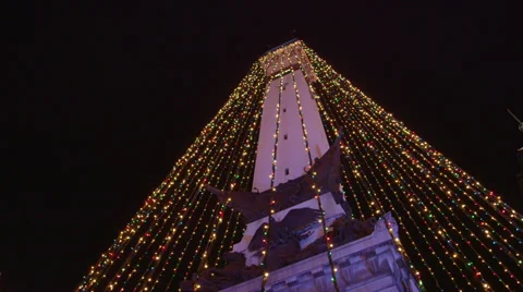 Monument Circle Christmas Lights 6 Stock Footage 33288986