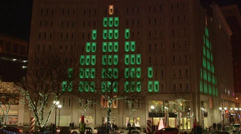 Monument Circle Christmas Lights 8 Stock Footage 33288758