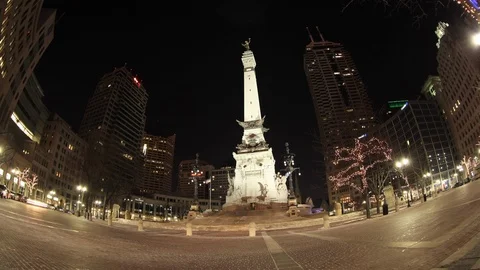 Monument Circle Time-Lapse - Downtown City of Indianapolis 01 Stock Footage 125048098