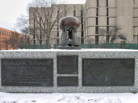 Monument commemorating first controlled nuclear reaction, Henry Moore sculp.. Stock Photos