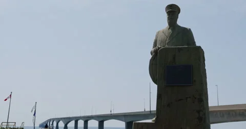 Monument at the confederation bridge, PEI Stock Footage 203367366