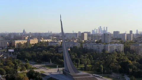The monument To the Conquerors of Space in Moscow Stock Footage 99263033