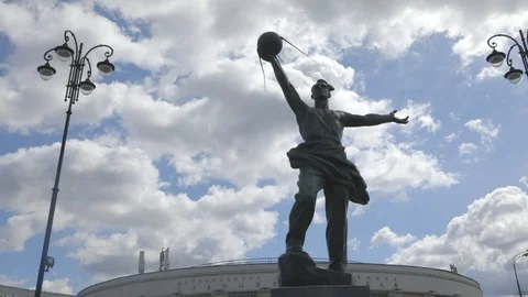 Monument to the Creators of the First Satellite 库存影片 112281177